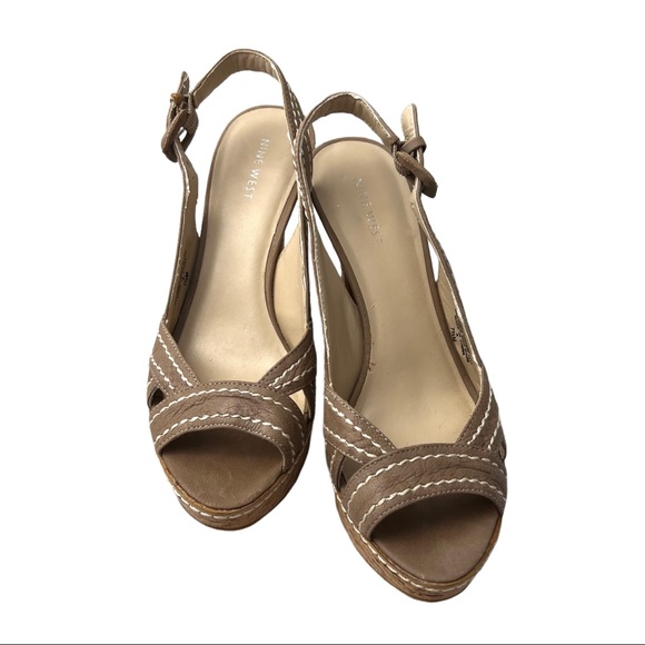 Nine West Shoes - Nine West Phoebe Leather Open Toe High Heels Size 7.5